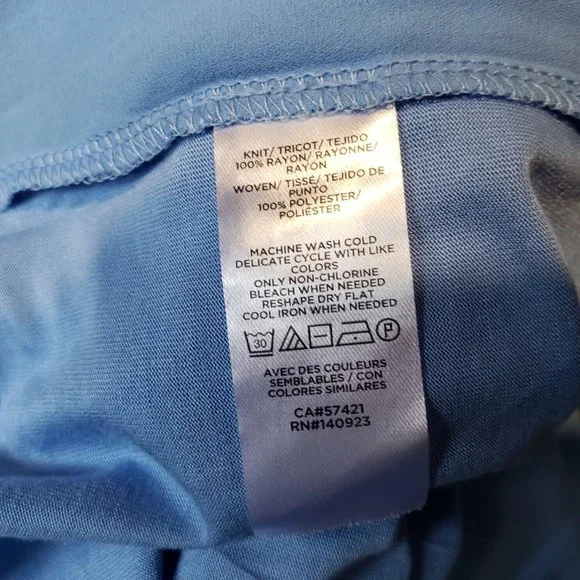 NEW Loft L Blue Henley Shell Blouse Top Cottage Coquette Soft Girl Office Pastel - Picture 5 of 5